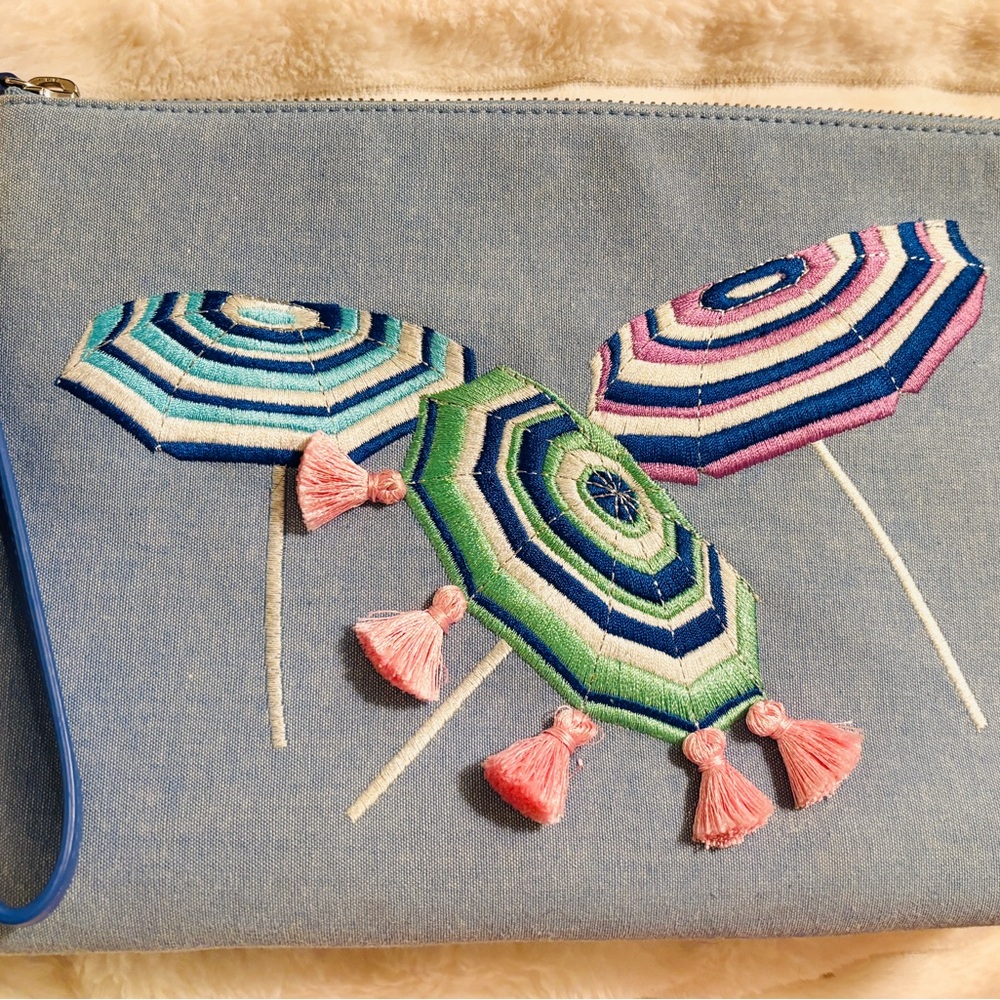 Colorful Umbrella Embroidered Clutch by Talbots